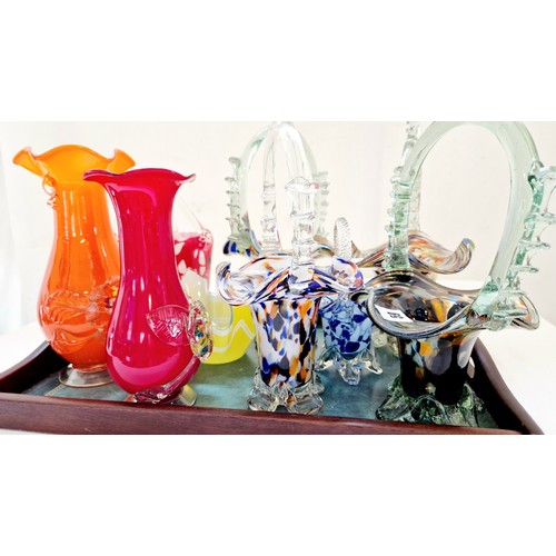 59 - Collection of approx. 9 pieces of coloured glassware and vases