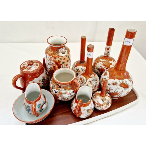 68 - Qty of Satsuma bottle vases and teaware