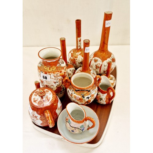 68 - Qty of Satsuma bottle vases and teaware