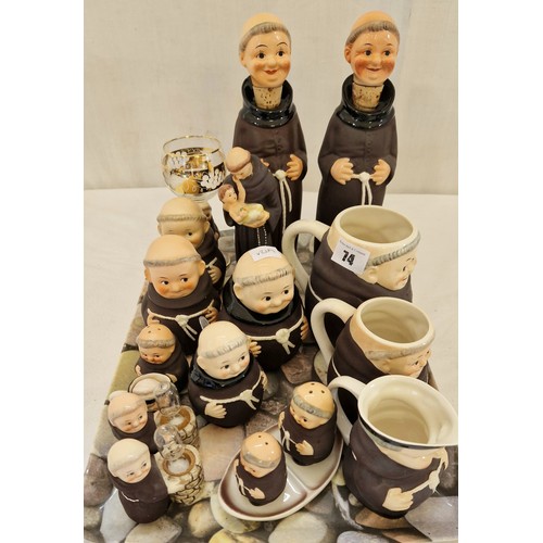 74 - Collection of the Goebel Monk ceramic tableware