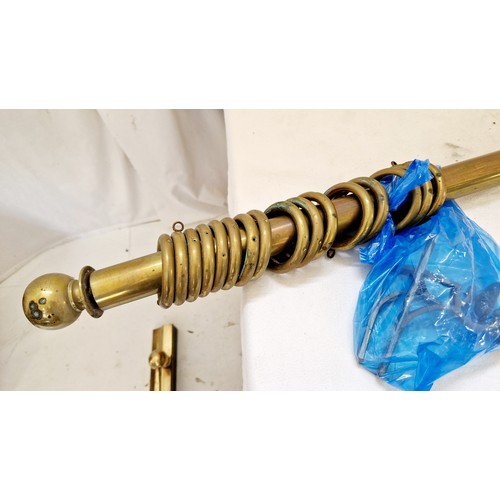 154A - Early 20th century brass curtain pole with ball finials, total length approx. 198cm