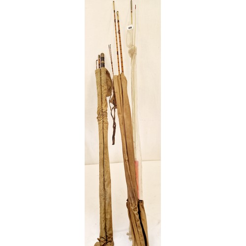 160 - Three fly fishing rods, cane, split can and fibreglass