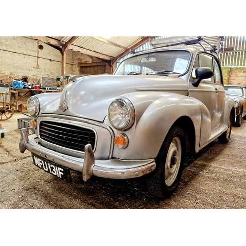 606 - Morris Minor 1000 Reg MFU 131F with spare bonnet, fuel tank and accessories. MOT exempt