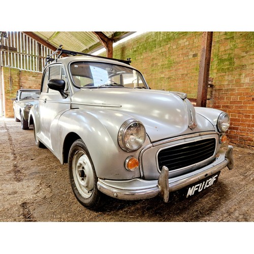 606 - Morris Minor 1000 Reg MFU 131F with spare bonnet, fuel tank and accessories. MOT exempt