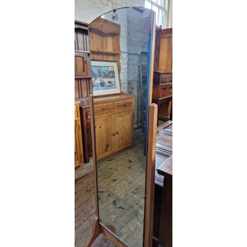 241 - Early 20th century oak framed cheval mirror on castors