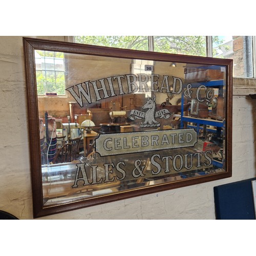 245 - Whitbread reproduction rectangular advertising mirror with bevelled plate and mahogany frame