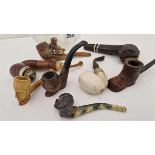 253 - Collection of meerschaum pipes etc