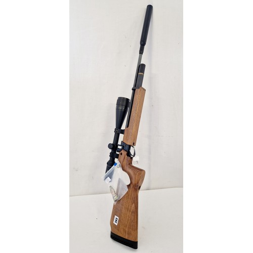 263 - Air Arms S200 CO2 .22 air rifle with Hawk vantage 6-24-50, 10 shot magazine and air bottle filler