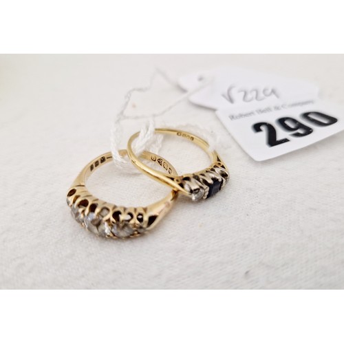 290 - Two ladies 18ct gold inset rings