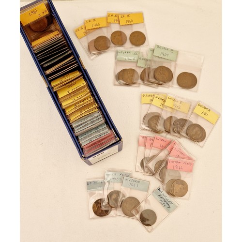 340 - A Coindex of GB coins, including Wainfleet 1459 halfpenny and predominantly pennies from Victoria 18... 