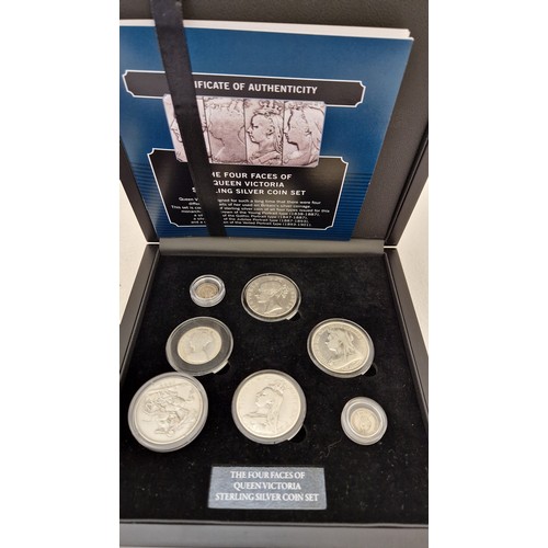 342 - GB Victorian silver coinage comprising a Bradford Exchange cased Four Faces of Queen Victoria set, 1... 