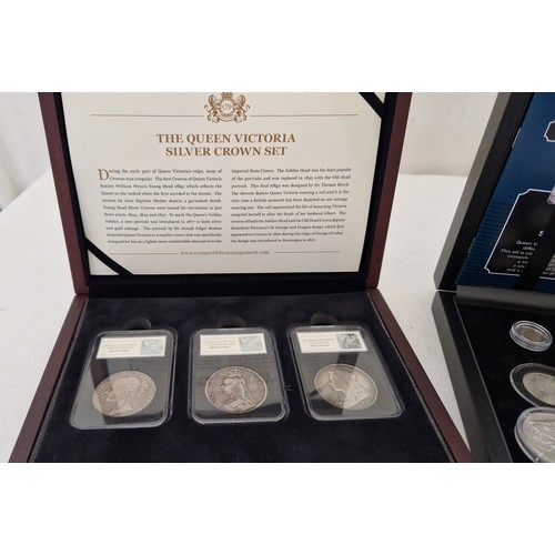 342 - GB Victorian silver coinage comprising a Bradford Exchange cased Four Faces of Queen Victoria set, 1... 