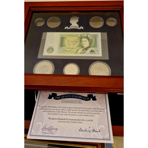 343 - Qty of GB proof and loose coinage, comprising a Cased Danbury Mint QEII Commemorative Set, with COA;... 