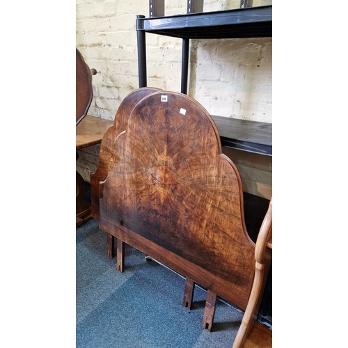 396 - Pair of early 20th century walnut single bedheads