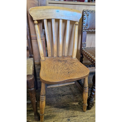 425 - Victorian elm kitchen chair with scalloped seat