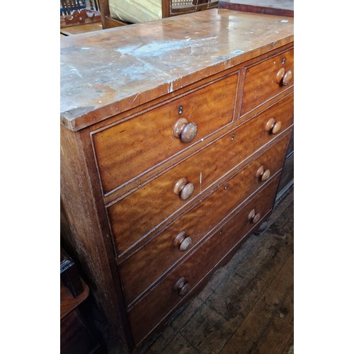 470 - Victorian mahogany straight front chest of 2 over 3 graduating drawers with bun handles