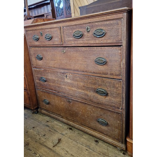 450 - 19th century mahogany straight front chest of 2 over 3 graduating draws