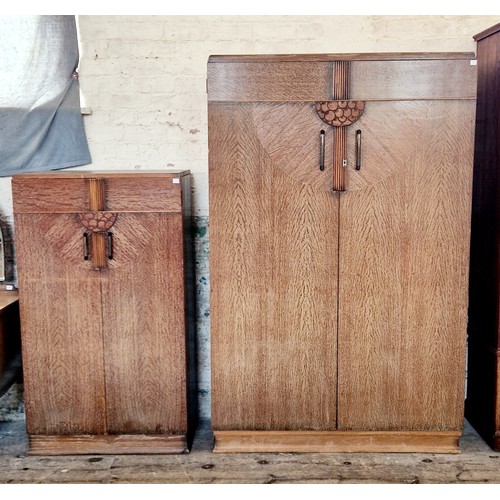 485 - Art Deco 3-piece bedroom suite comprising tall boy, wardrobe and dressing chest