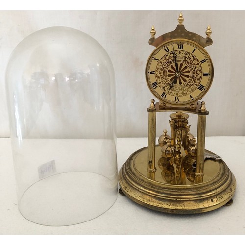 196A - Mid 20th century Kundo West German pillar clock under a glass dome