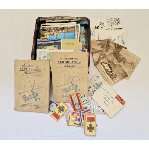 9 - Tin of loose photographic tea cards, cigarette cards etc