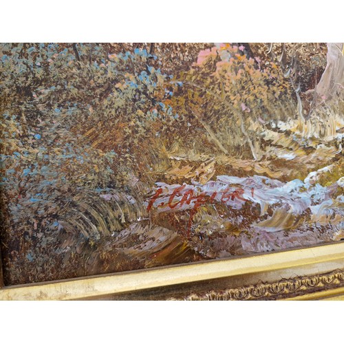 25 - Modern oil on canvas of a river scape signed lower left