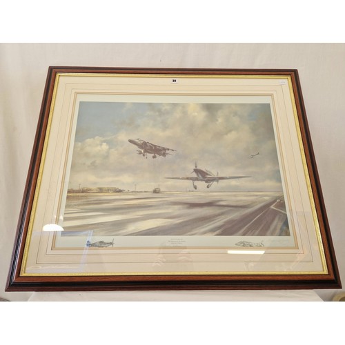 30 - Framed Ltd Edition aviation print 'Fifty Years On - The Hurricane to the Harrier' - RAF Wittering by... 