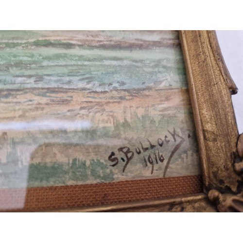 32 - S. Bullock, two water colours of rural landscapes signed lower right 1916 and a S. Bullock water col... 