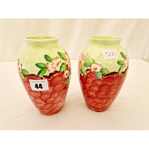 44 - Pair of Marling relief floral baluster vases