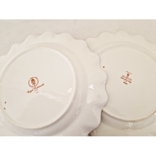 46 - Set of 4 Royal Crown Derby Lombardy white and gilt frilly plates