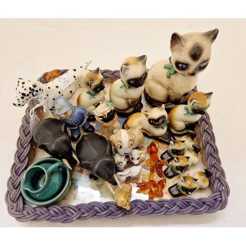 47 - Collection of animal figurines etc including Beswick Dalmatian, Goebel Siamese cats etc