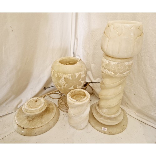 66 - Alabaster urn/jardinière etc