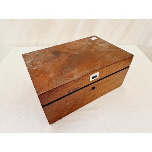 106 - Victorian mahogany writing box with slope