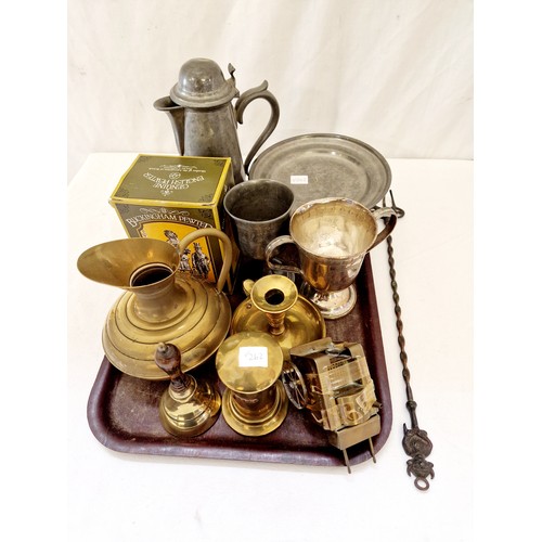 117 - Various pewter and brass ware