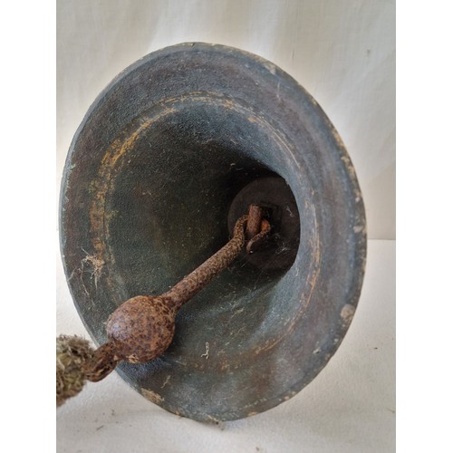 134 - Vintage brass school bell approx. 25cm diameter