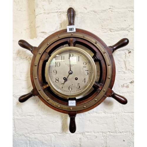 187 - Kelvin Bottomley & Baird ships wheel wall clock