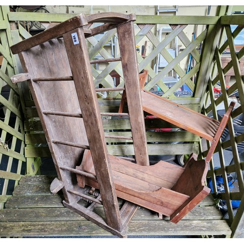 189 - Victorian wooden cradle and two wooden dolls cribs