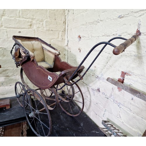 191 - Victorian dolls pram with iron spoke wheels