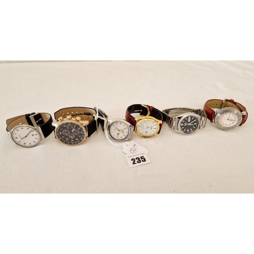 235 - A selection of six gents wristwatches, including Citizen Eco-Drive, Seiko Automatic etc