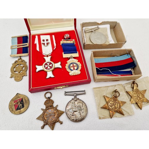 244 - A collection of various medals, including GB WWI War Medal awarded to Gnr. P.P. Barlow Royal Artille... 