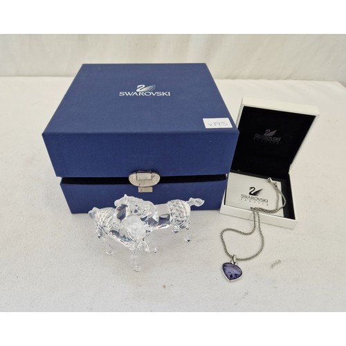 258 - Boxed Swarovski crystal equine group and Swarovski heart pendant