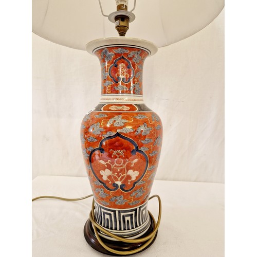 281 - Ceramic based baluster form table lamp with oriental design