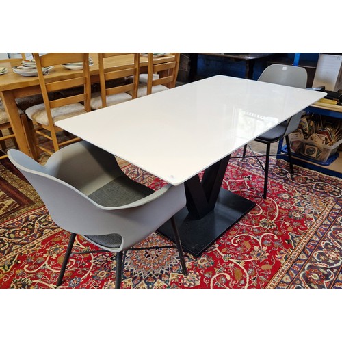 322 - Modern rectangular designer kitchen table and two tub chairs