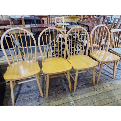 331 - Set of 4 modern beech spindle back kitchen chairs