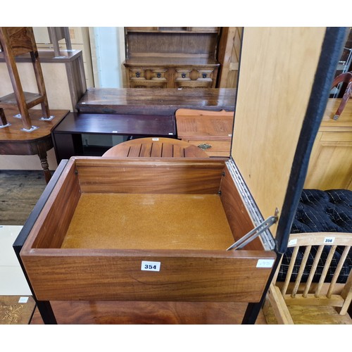 354 - Vintage teak and steel stool with lift lid and storage box