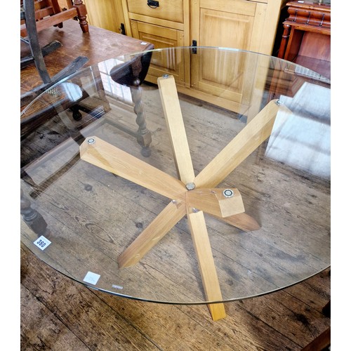 360 - Modern circular oak and glass dining table