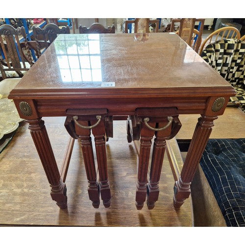 363 - Mahogany nest of three tables on fluted square legs