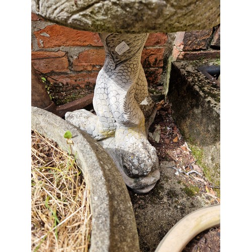 454 - Serpentine bird bath and two planters