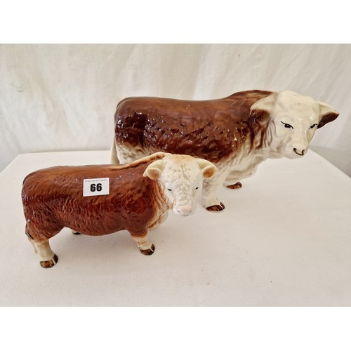 66 - Melba Ware gloss Hereford Bull and Cow