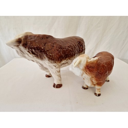 66 - Melba Ware gloss Hereford Bull and Cow