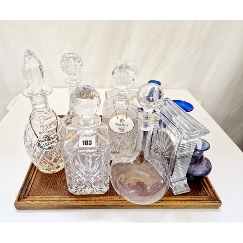 103 - Various glassware incl. Bohemian, coloured vases etc